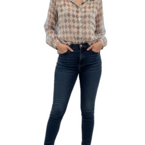 Camisa fluida de gasa con estampado geométrico de rombos: imagen 2