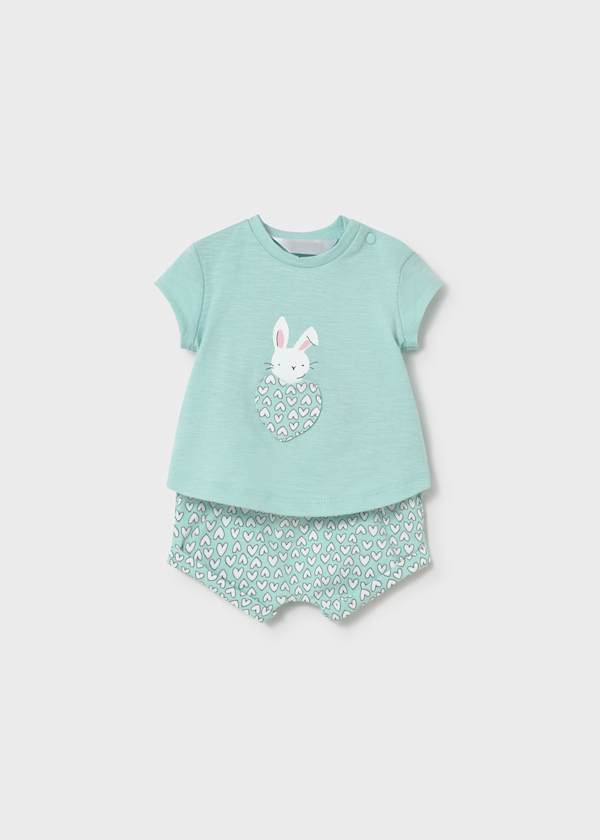 Conjunto para recién nacido anís con dibujo de conejo