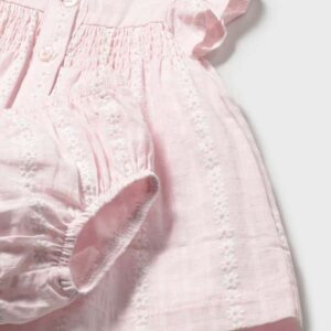 Vestido de gasa para recién nacida con detalles bordados y calados: imagen 3
