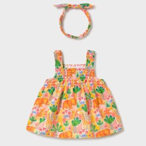 Vestido estampado con diadema a juego para recién nacida: imagen 2