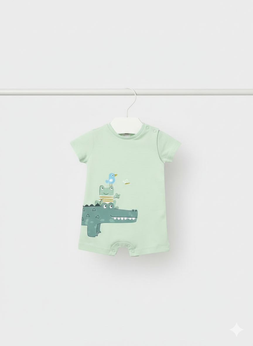 Pelele corto para recién nacido con gráfico de cocodrilo y amigos: imagen 1