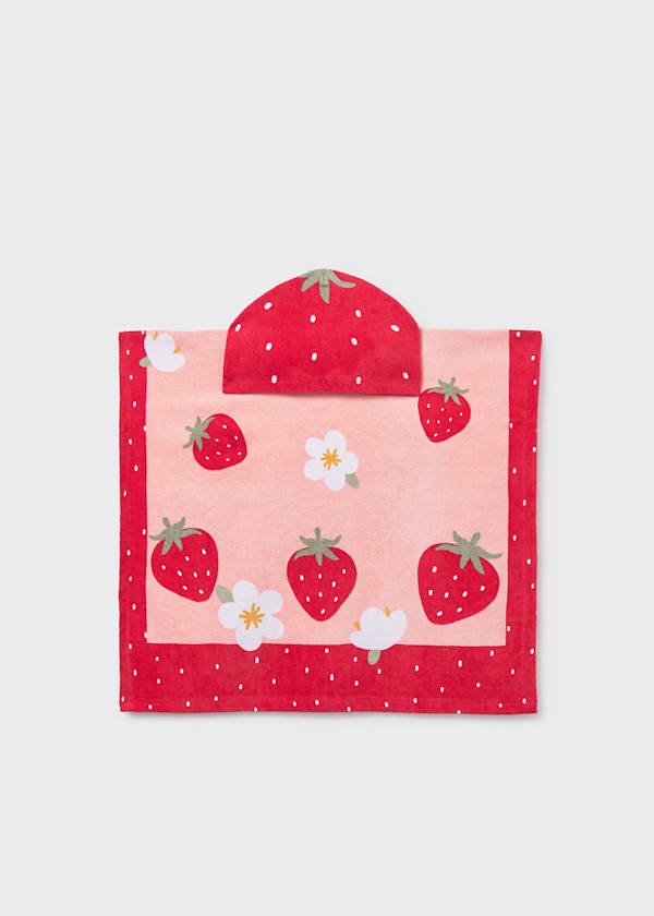 Toalla de playa con capucha para bebé con estampado de frutas y flores
