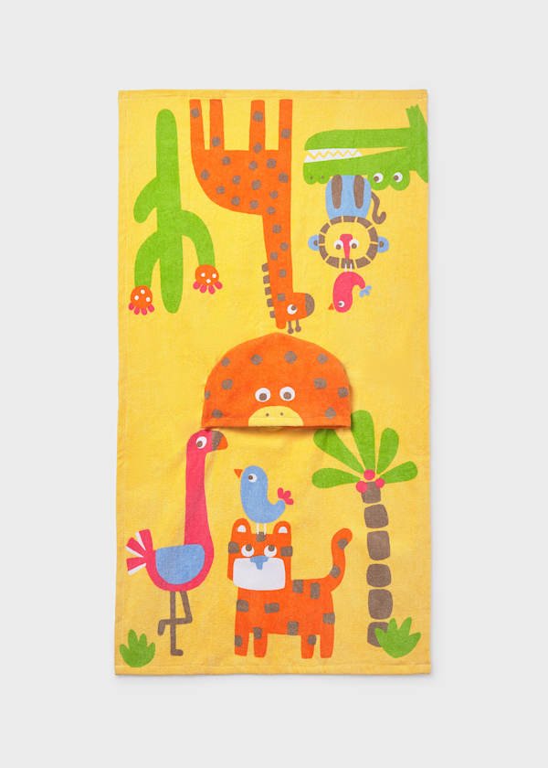 Toalla de playa con capucha para bebé con estampado de selva tropical